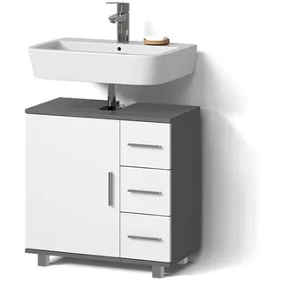 livinity Livinity® Waschbeckenunterschrank Eisak, 60 x 60.8 cm, Anthrazit - Weiß, Grau
