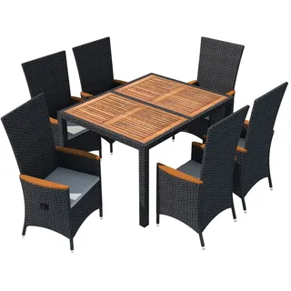 vidaXL Garten-Essgruppe 7-tlg. Schwarz