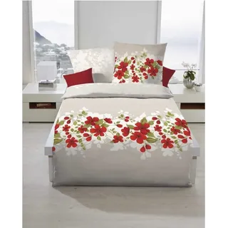 Kaeppel Mako Satin Bettwäsche Aveline Natur 135x200 cm + 80x80 cm - Creme