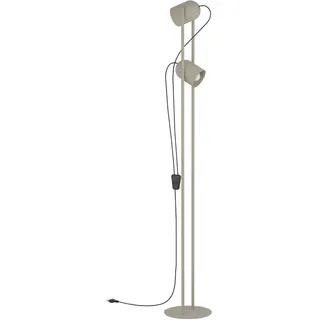 EGLO Stehlampe Tilston, Lampe Wohnzimmer, Standleuchte mit 2 schwenkbaren Spots, Leselampe aus Stahl in Sandfarben, E14 Fassung, 142,5 cm