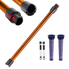 Teleskoprohr Kompatibel für Dyson V7 V8 V10 V11 V15, Dyson Verlängerungsrohr mit 2 Stück V8 V7 Filter HEPA für Dyson, Stangenverlängerung Rohr für Dyson mit Zwei Kleinen Bürsten, Orange