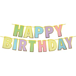 Papiergirlanden Geburtstag HAPPY BIRTHDAY bunt, 16 x 20 cm Buchstaben + 5m Band