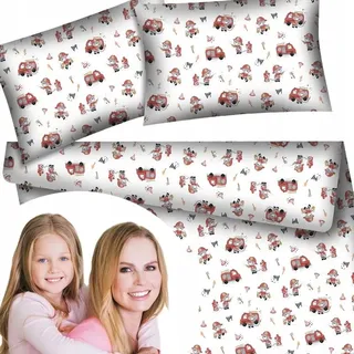Designpremium Bettwäsche 160x200 cm Feuerwehr-Bären-Motiv