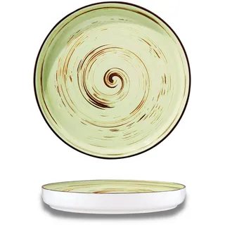 Wilmax Speiseteller 28 cm Porzellan mit hohem Rand, Pistazienfarbe