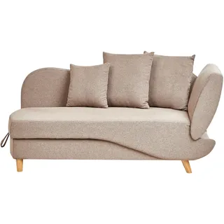 BELIANI Chaiselongue Rechtsseitig Hellbraun Leinenoptik mit Bettkasten Dekokissen Modern Récamiere Liegesofa Sitzmöbel Wohnzimmer Jugendzimmer - Braun
