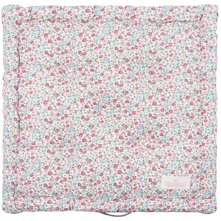 GreenGate Sitzkissen Box Kissen Louisa Weiß mit Blumen Muster 50x50