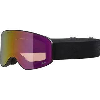 Alpina FERNIE Q-LITE - Verspiegelte Skibrille für Kinder, Kontrastverstärkende & Polarisierte OTG Gläser, ideal für Brillenträger, Mit 100% UV-Schutz, black matt/red