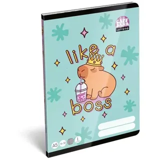 Lollipop Capybara: Liniertes Heft – A5, 1. Klasse