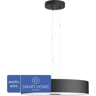 Philips Hue White ambience Fair Pendelleuchte schwarz + Dimmschalter, Intelligente Hängeleuchte, Bluetooth/Zigbee, Schwarz, LED, Metall, Nicht austauschbare(s) Leuchtmittel - Schwarz
