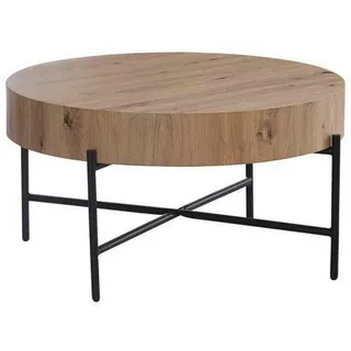 Boxxx Couchtisch , Schwarz, Eiche Artisan , Metall, Holzwerkstoff , rund , Rundrohr , 80x42x80 cm , Wohnzimmer, Wohnzimmertische, Couchtische, Couchtische rund