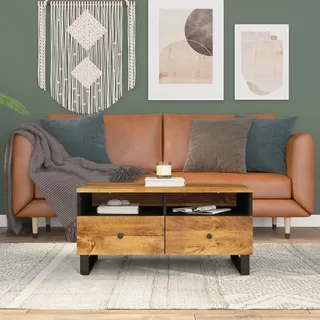 vidaXL Couchtisch 80x54x40 cm Massivholz Mango & Holzwerkstoff