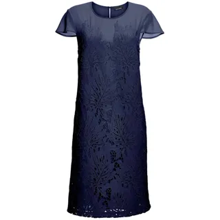 Abendkleid GOLDNER "Kleid aus sommerlicher Spitze", Damen, Gr. 38, N-Gr, blau (marine), Obermaterial: 100% Polyester PES., festlich, Halbarm, Kleider Abendkleid, mit kleinen Flügelärmelchen