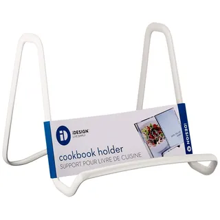 iDesign Metall-Buchständer, Kochbuchhalter, Dekoteller- und Fotohalter, Platzsparend, Weiß