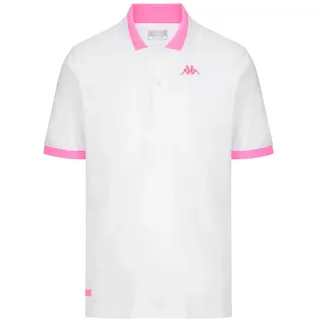 Kappa Neon Kurzarm-poloshirt - White / Neon Fuchsia - L