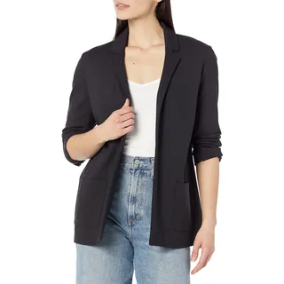 Amazon Essentials Damen Weicher Ponte-Blazer mit lockerer Passform, Schwarz, M