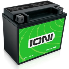 IONI ITX12-BS 12V 10Ah AGM Batterie kompatibel mit YTX12-BS versiegelt/wartungsfrei Akkumulator Motorradbatterie