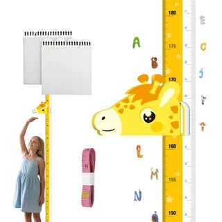 Messlatte Kinder Kleben Ohne Bohren, Kinder Messlatte 3D Giraffenkopf Beweglicher Magnetische Msslatten für Baby kleinkinderzimmer Kindergarten Messbereich 65–180 cm
