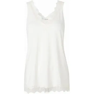 Spitzentop ROSEMUNDE "Billie Tank Top", Damen, Gr. 38, weiß (ivory), Web, Obermaterial: 90% Polyester, 10% Elasthan, unifarben, normal hüftbedeckend, V-Ausschnitt, Tops Spitzentop, Vintage-Spitzenbesatz an V- Ausschnitt und Saum