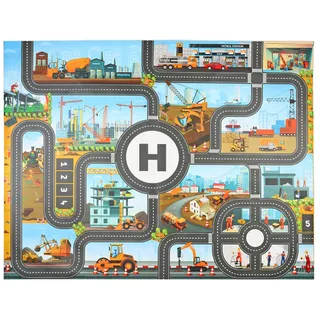 JTMM Kinderteppich Spielmatte Urban Construction, Kunststoff PVC Spielmatte Größe39.3X51.1in / 100x130CM Kinderteppich Spielbereich Teppich Teppich & pädagogisches Lerngeschenk für Kinder