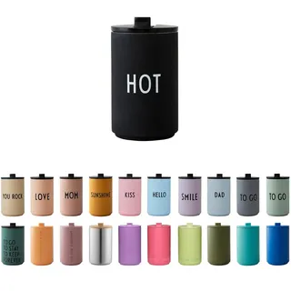 Design Letters Thermobecher HOT | Thermobecher kaffee to go | Kaffeebecher To Go aus Edelstahl doppelwandig isoliert, auslaufsicher | Geschenke für frauen, Männer | Travel mug | 350 ml