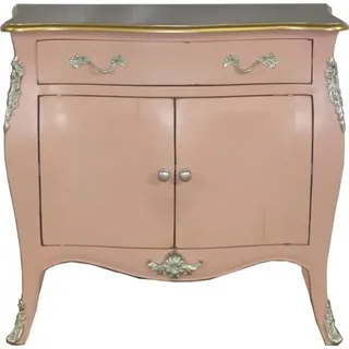 Casa Padrino Barock Kommode Antik Rosa mit Silber und Gold Akzenten 90 cm - Luxus Anrichte - Silber, Gold