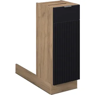 Vicco Kücheninsel Fame-Line, 30 cm ohne Arbeitsplatte, Schwarz gestreift/Goldkraft Eiche - Schwarz