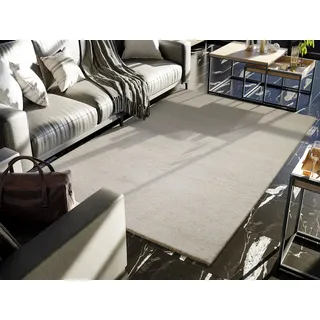 OCI DIE TEPPICHMARKE Wollteppich "ESEMPIO UNI MELANGE, auch Läufer und in Rund" rechteckig 18 mm Höhe reine Wolle, handgeknüpft, hochwertig verarbeitet, Wohnzimmer, hellgrau, natur