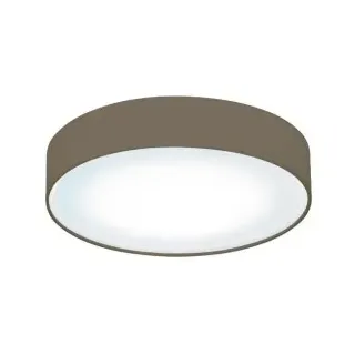 Brumberg 58215782 Anbauleuchte weiss, mit Stoffschirm braun grau und Opalglas, 3 x E27, max. 15 W