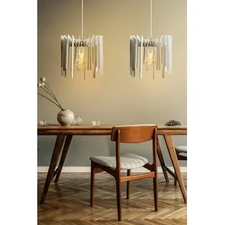 Opviq Elegant ZigZag Chandelier (2 Pieces), White MDF, 55 cm Height | Adjustable Cable, E27 Socket, Max 40W | Scandinavian Design for Modern Spaces