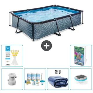 Exit Pool Rechteckig - Steinoptik - 300x200x65 cm - 5-teilig S228 - Grau