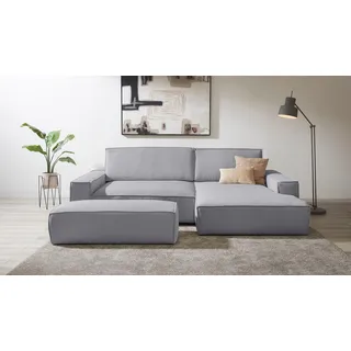 Home affaire Polsterecke »SHERWOOD XXL tief, L-Form, Schlaffunktion, Bigsofa, Cord, Leinenoptik« stellbar zum Schlafsofa (Krokodilverbinder), Cord, Leinenoptik, grau