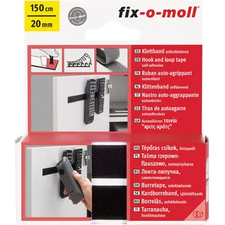 fix-o-moll Klettband selbstklebend Schwarz 150 cm x 20 mm