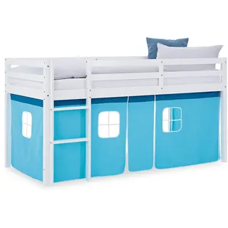 Homestyle4u Hochbett 90 x 200 cm Kiefer massiv lackiert Blau