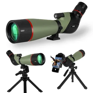 Gosky 20-60X80 HD Dual Focusing Spektiv, BAK4 Prisma 45 Grad abgewinkeltes Okular mit Stativ, Smartphone-Adapter, Zielfernrohr für Vogelbeobachtung, Zielschießen, Jagd, Wildtierlandschaft