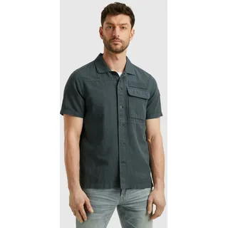 PME LEGEND Kurzarmhemd »Short Sleeve Shirt Ctn linen«, mit Leinenstruktur, grün