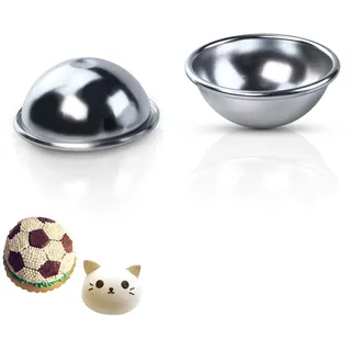 Flylin 2 Stück Halbkugel Kuchenform, Aluminium 10cm Halbrunde Torten Backform für Geburtstagskuchen Party-Kuchen, Halbkreisform Halbkugel Chiffon Kuchenform Bikini Kuchen Dessert Pudding Back Mo