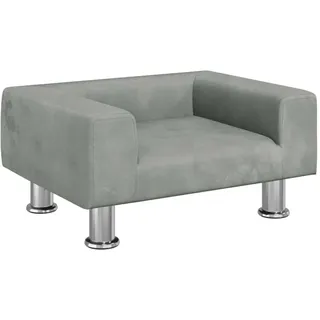 Kindersofa Hellgrau 50x40x26,5 cm Samt - Grau, Hellgrau