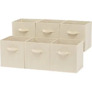 Faltbarer Aufbewahrungswürfel aus Stoff mit Griffen – 266 x 266 x 279 cm – einfarbig beige – 6 Stück