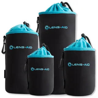LENS-AID Neopren Objektivbeutel mit Fleece-Fütterung Set: S, M, L, XL