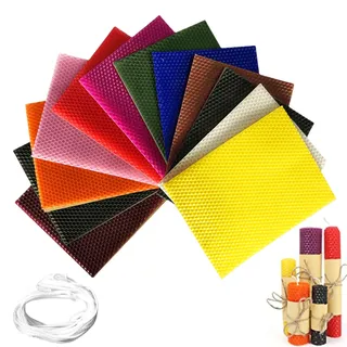 GBKDQQ Bienenwachs-Kerzenherstellungs Set: 12 Farben Bienenwachskerzen Bienenwachsplatten Bienenwachs für Kerzen aus Platten Bienenwachsplatten Geeignet für Erwachsene und Kinder, 20×15cm, Bunt