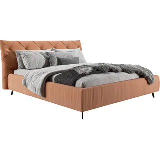 Leonique Polsterbett »Elloree, in 4 Breiten bis 200cm, auch in Leder« Kopfteilhöhe 105 cm, belastbar bis 280 kg, auch in Überlänge 220cm, orange
