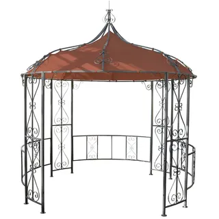 Mendler Pergola Almeria Ø 3 m inkl. 4 Seitenteile Terracotta-braun/Orange