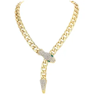 EVER FAITH Halloween Schlangen Halskette für Damen und Mädchen Strass Vivid Tier Snake Choker Statement-Halskette Gold-Ton