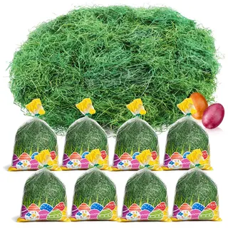 com-four® 480g Ostergras in grün für Osternester - Osterdeko zum Basteln - Holzwolle für Osterkörbe (ca. 480 Gramm)