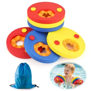 6 Stück Schwimmscheiben Kinder 2-6 Jahre – Eva Schwimmhilfe ohne Aufblasen, abnehmbare Schwimmflügel zum Schwimmen Lernen, Bunte Schwimmarmbänder für Jungen & Mädchen, ideal für Hallenbad & Freibad