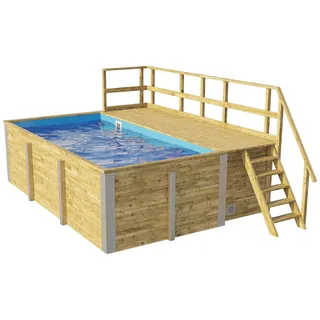 Weka Massivholzpool 595 309 x 116 x 500 cm inkl. Sonnendeck