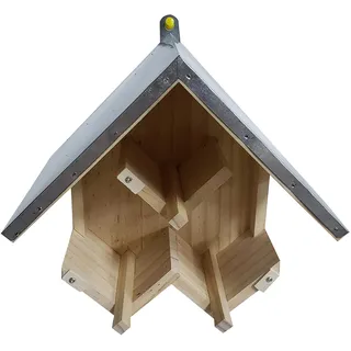 Dehner Natura Premium Wildvogel Futterhaus, Erdnussbutterhaus Triple, Futterstation für Wildvögel, Vogelhaus wetterfest / hängend, ca. 24 x 16 x 16 cm, Kiefernholz / Metall, natur