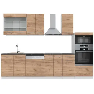 Vicco Küchenzeile Fame-Line Goldkraft Eiche/Weiß 300 cm mit Hochschrank ohne Ap , Holzwerkstoff , Küchenblock,Rechteckig , 300x81.6x46 cm , Küchen, Küchenzeilen & Küchenblöcke, Küchenzeilen, Küchenzeilen ohne Geräte