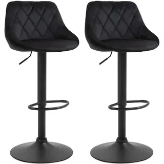 Homcom 2Er-Set Barhocker, Drehstuhl, höhenverstellbarer Bistrohocker, Barstuhl, Schwarz , Kunststoff , 46x104x48 cm , Esszimmer, Barmöbel, Barhocker
