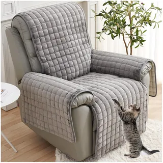 Sofa Armlehnenbezüge, Sesselschoner Sesselauflage, Fernsehsessel Schutzbezug Anti-Rutsch, Relaxsessel Bezüg Sesselüberzug für Zuhause mit Kindern und Haustieren Hund (Grau,2 Sitz (116*190cm))